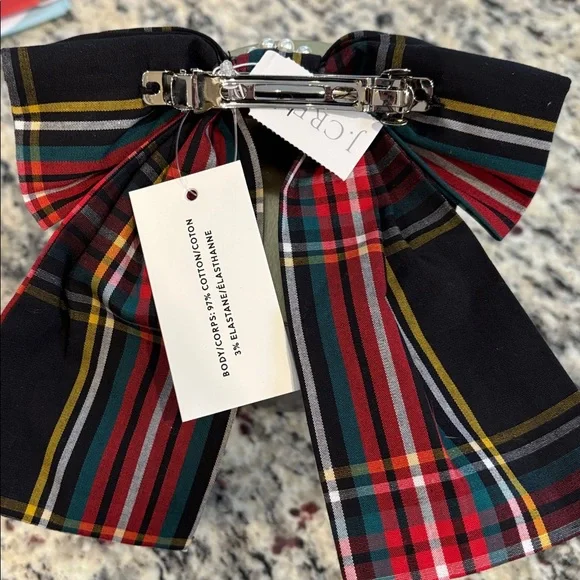 J Crew tartan plaid Rhinestone Accent Hair Barrette - Picture 4 of 9